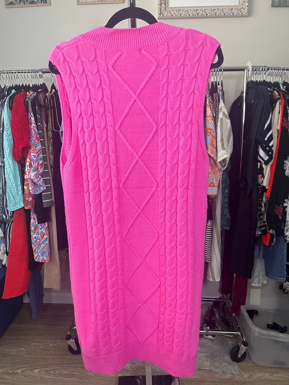 NWT Umgee Pink Cable Knit Sweater Dress size Small - Picture 3 of 3